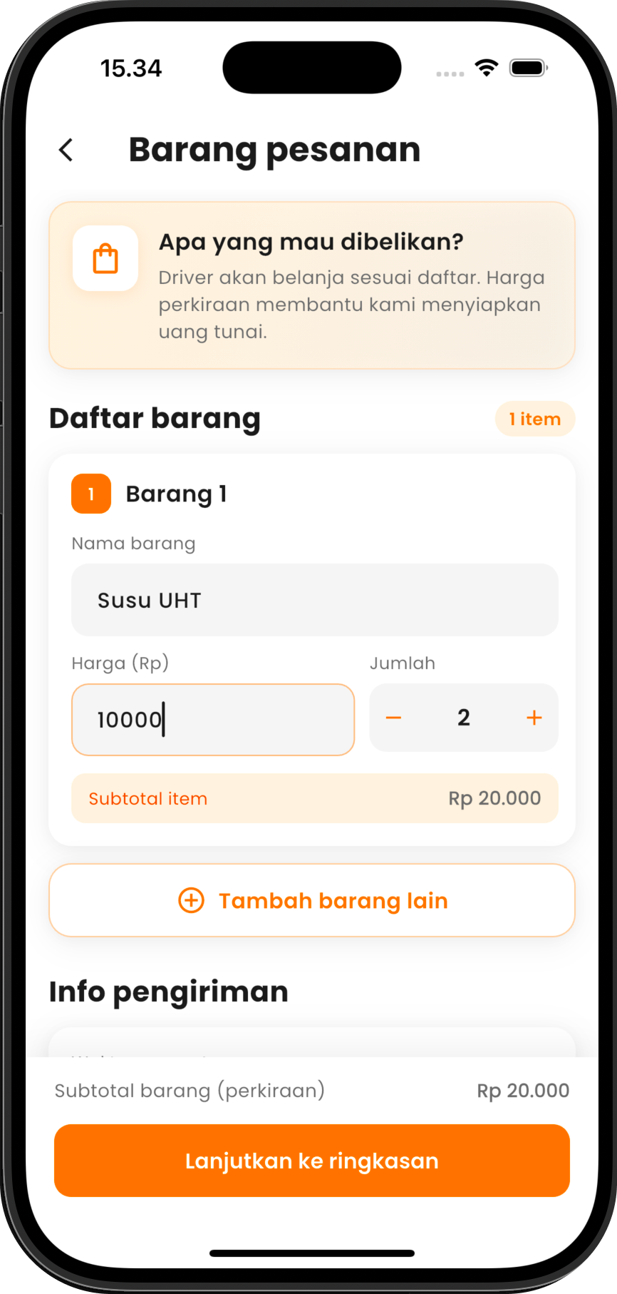 Layar titip beli Toko di Mlanjoo